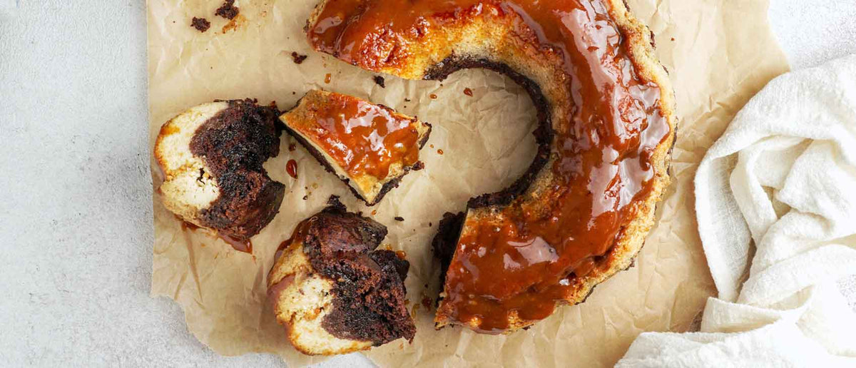 Bizcocho esponjoso de avena con vainilla y chocolate