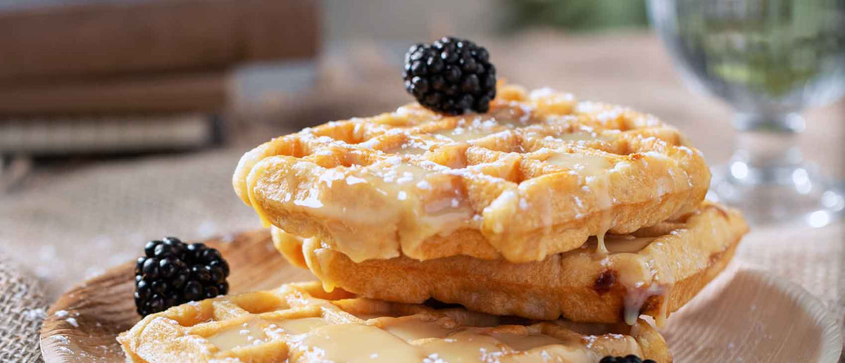 Gofres de avena sabor cruasán y chocolate blanco