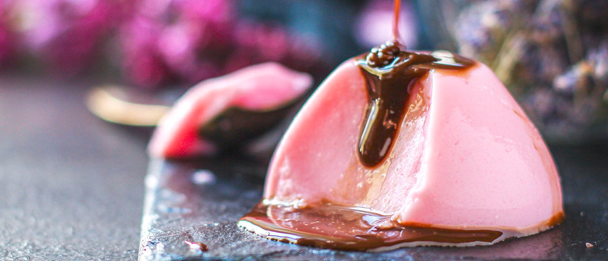 Panna Cotta sin azúcar de frambuesa y plátano